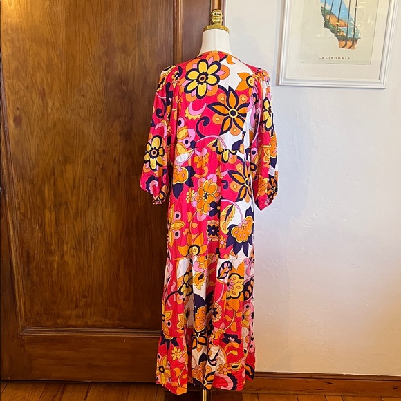 NWT Women’s Anrabess Retro Floral Puff Sleeve Boho Flowy Maxi Dress — Size Small - Picture 3 of 6